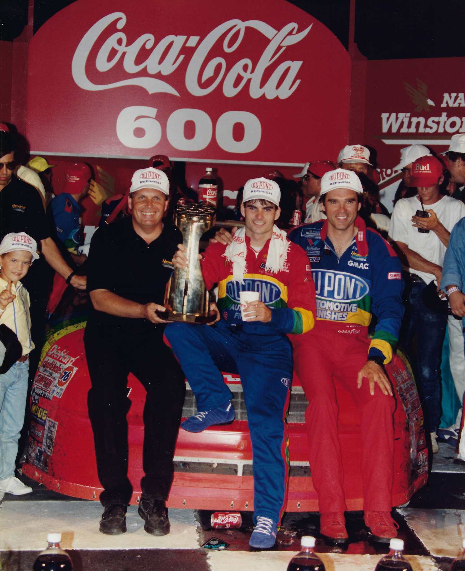 Our first Cup win was at Charlotte in 1994. Left to right: Mr. H, Jeff, and me. Ray Evernham Enterprises Archives