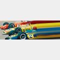 graphic of three race cars